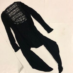 BCBG M Black Duster long sleeve lace back excellent condition